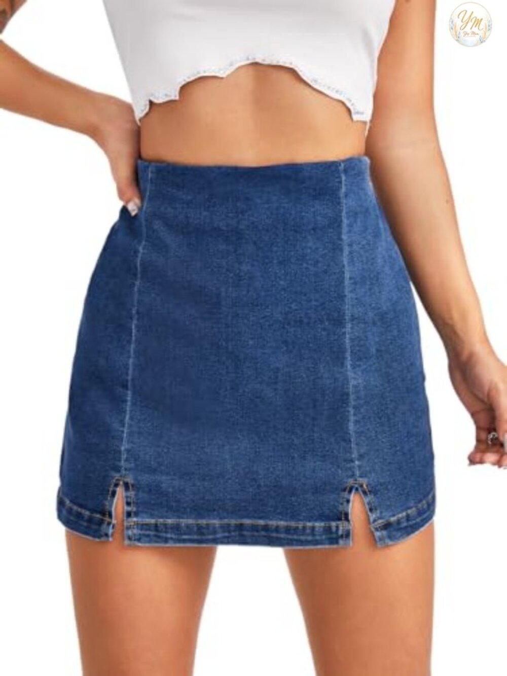 High Waist Denim Skorts for Women Side Zipper Skirt Shorts
